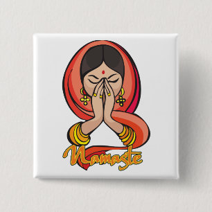 Hinduiska Namaste Knapp
