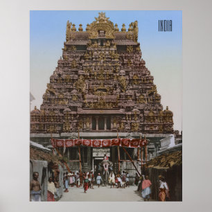 Hinduist Temple i Madurai, Indien (1890) Poster