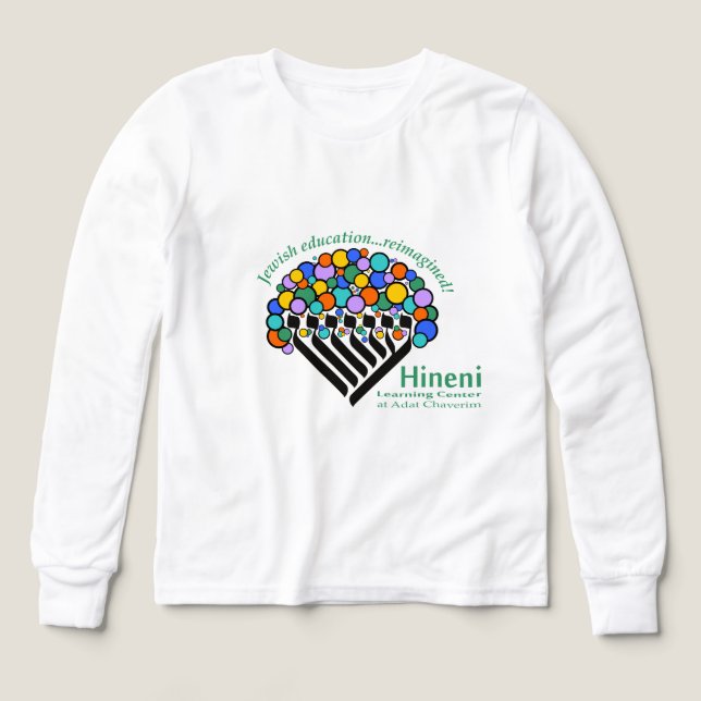 Hineni Learning Center Kids' Long-Sleeve White T Shirt (Design framsida)