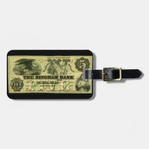 Hingham 1860 Massachusetts fem dollar noterar Bagagebricka