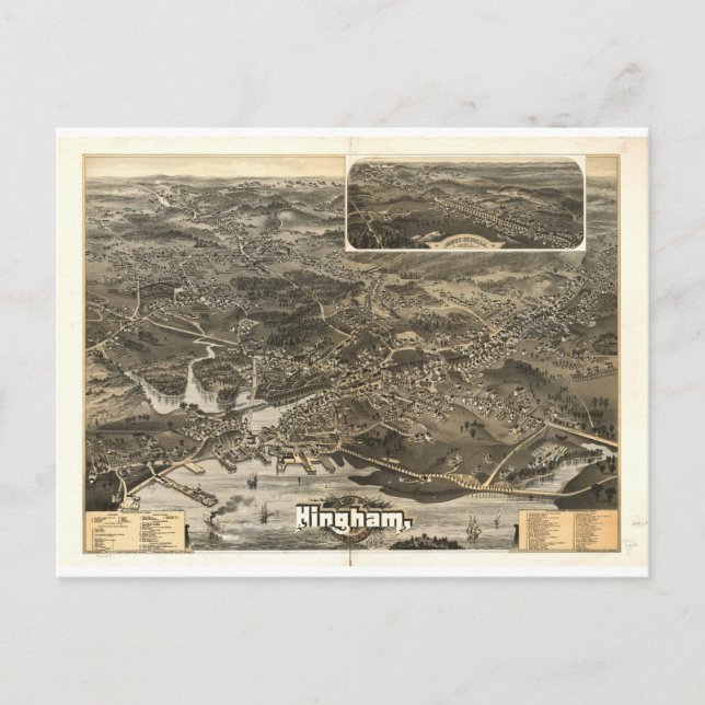 Hingham, Massachusetts 1885 Vykort (Framsida)