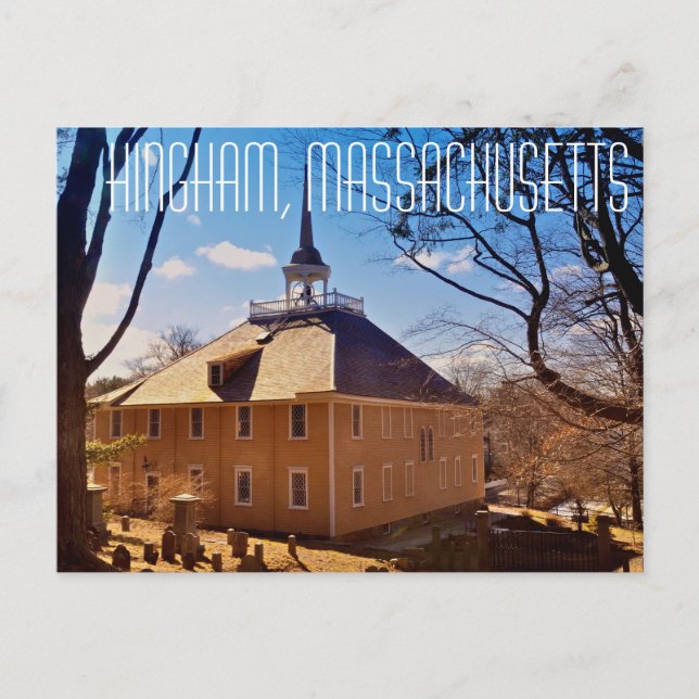 Hingham Massachusetts Old Frakt Church Post Card Vykort (Framsida)