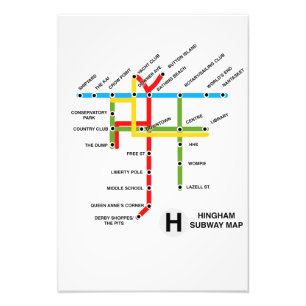 Hingham Massachusetts Tunnelbanan Karta Satire Fototryck