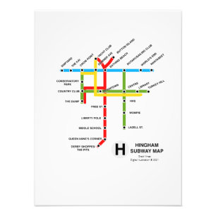 Hingham Massachusetts Tunnelbanan Karta Satire Pho Fototryck