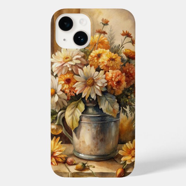 Hink med höstblommor   (Baksida)