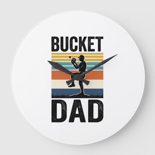 Hink Pappa Retro Baseball Pappa Vektordesign_1 Stor Klocka (Framsida)