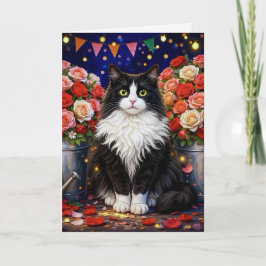 Hinkar, fulla av rosor ,katt kort