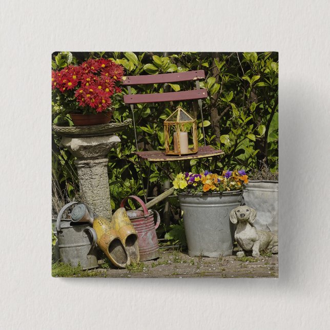 Hinkar, skor och blommor, Zaanse Schans, Knapp (Framsida)