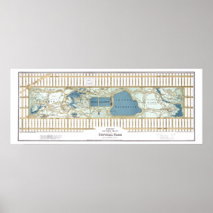 Hinrichs 1875 vägleder kartan av Central Park Poster