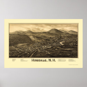Hinsdale panorama- karta för NH - 1886 Poster