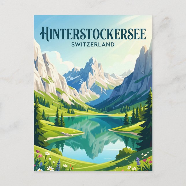 Hinterstockersee Schweiz Vykort (Framsida)