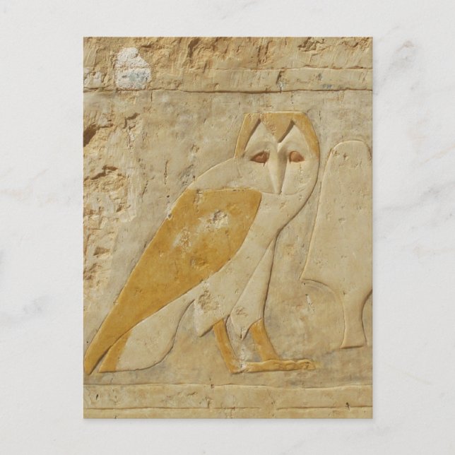 Hioglyph för den egyptiska Egyptenen Uggla Vykort (Framsida)