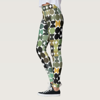 Hip Abstract Half Circles Industrial Fusion Art Leggings