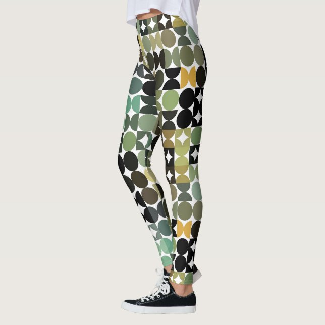 Hip Abstract Half Circles Industrial Fusion Art Leggings (Vänster)