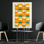 HIP Abstrakt Halva cirklar Vågigt Mosaic Art Mönst Poster<br><div class="desc">Vacker orange av contemporary, elfenbenskräm benvit, solig gult och färgad av tealblått grönt vågigt geometriska halvcirklar och fyrkanter mönster. Elegant, snyggt och elektrisk minimalism för den konstnärliga höftledaren, vintagen reart stil eller abstrakt digitala geometriska motiv älskare. Matcha den här designen med din insida-dekorator färg och dekorera muren med något exklusiv...</div>