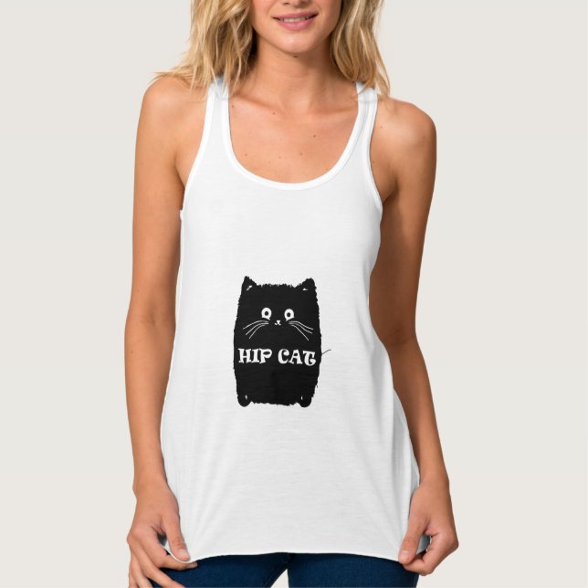 HIP BLACK CAT | Konstruktion av CATS älskare Linne Med Racerback (Framsida)