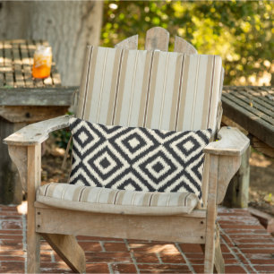 Hip Black Cream Ikat Diamond Square Mosaic Mönster Lumbarkudde