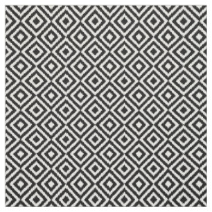 Hip Black White Ikat Diamond Square Mosaic Mönste Tyg