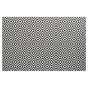 Hip Black White Ikat Diamond Square Mosaic Mönste Tyg