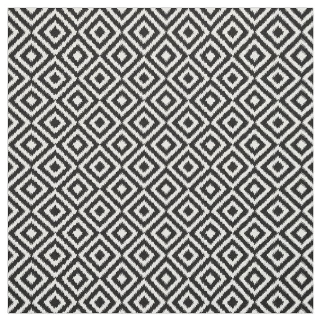 Hip Black White Ikat Diamond Square Mosaic Mönster Tyg (Provkarta)