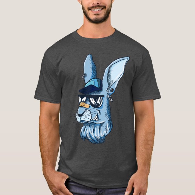 Hip Blue Edgy Bunny T Shirt (Framsida)