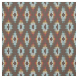 Hip Blue Orange Red Brown Tribal Art Mönster Tyg