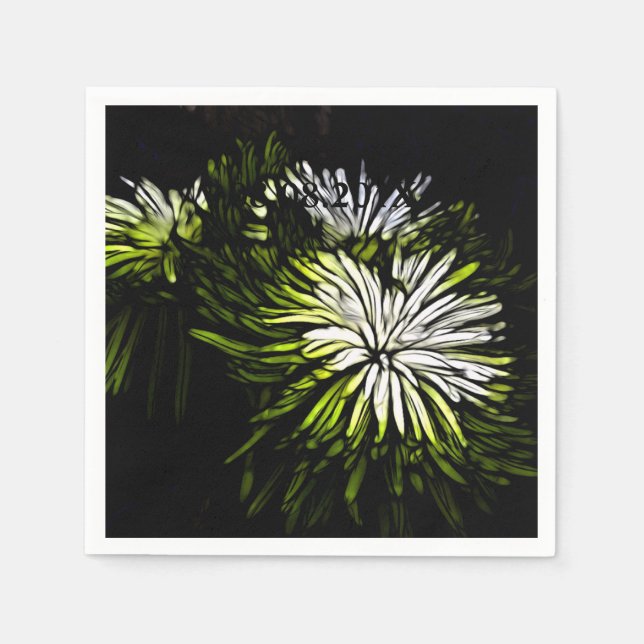 Hip bohemian grönt Chrysanthemum bröllop Pappersservett (Framsidan)