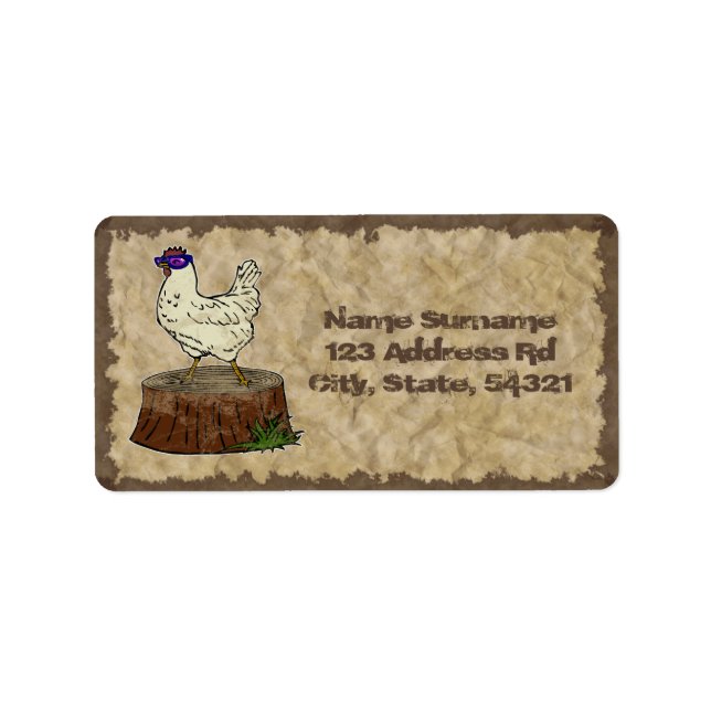 Hip Chicken, adressetikett (Framsidan)
