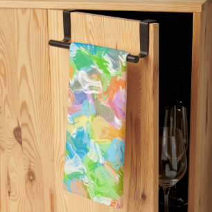 Hip Colorful Vibrant Summer Paint Splatter Mönster Kökshandduk