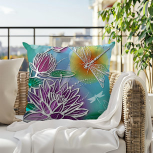 Hip Dragonfly Söt Modern Summer Blommigt Art Kudde