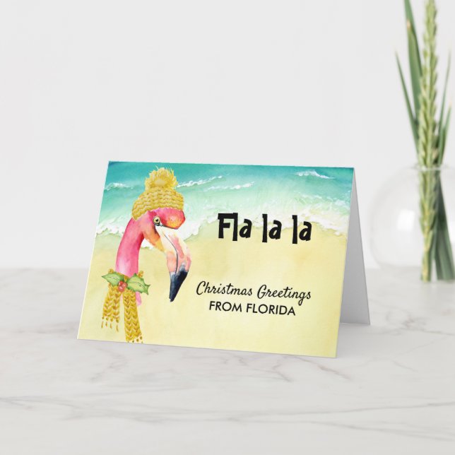Hip Flamingo Chrismas Hälsning från Florida Helgkort (Framsida)