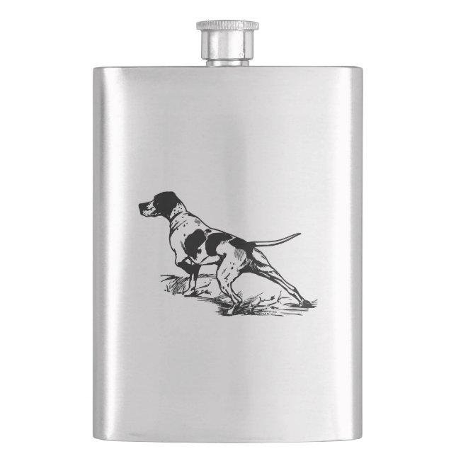 Hip flask hunting dog / Flachmann mit Jagdhund Fickplunta (Framsidan)
