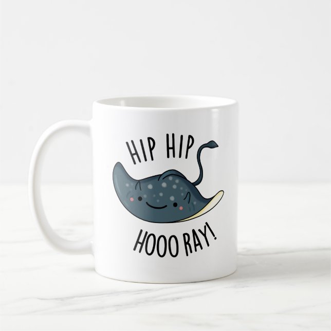 Hip Hip Hoo-ray Funny Sting Ray Pun Kaffemugg (Vänster)