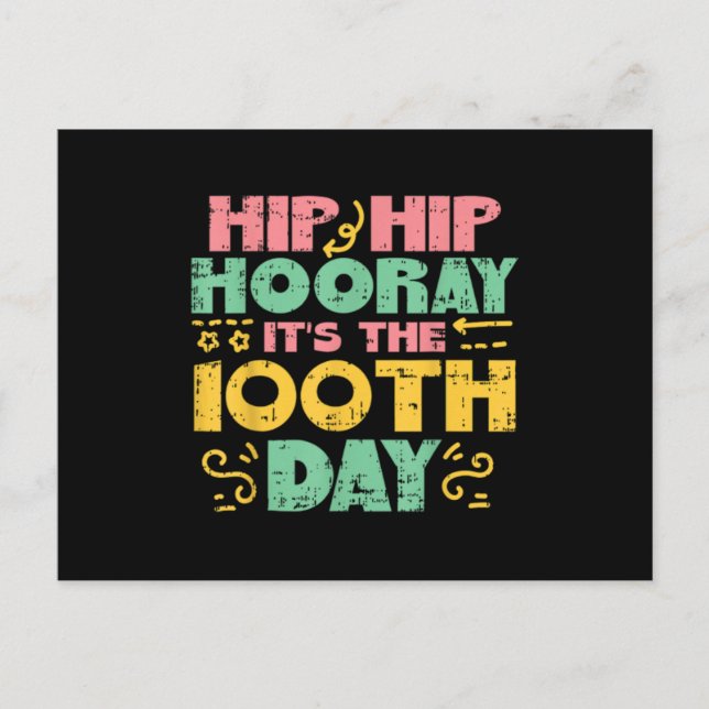 Hip Hip Hooray 100 dagar 100 dagar skolstuden Inbjudan Vykort (Framsida)