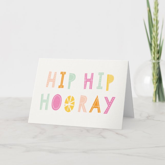 Hip Hip Hooray Birthday Card - Orange Kort (Framsida)