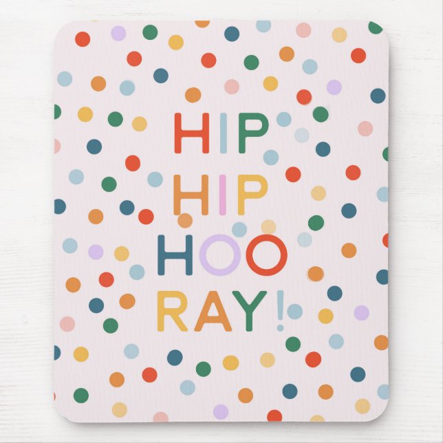 Hip Hip Hooray Födelsedagsfest Gratulerar Musmatta (Framsidan)