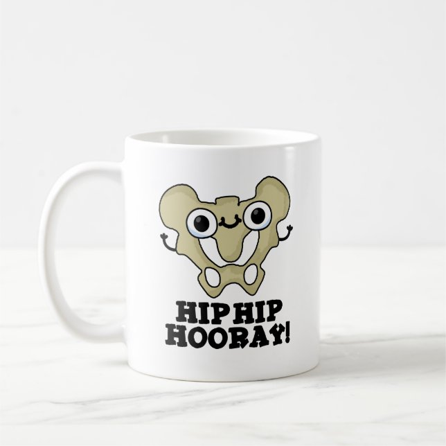 Hip Hip Hooray Funny Anatomy Pun Kaffemugg (Vänster)