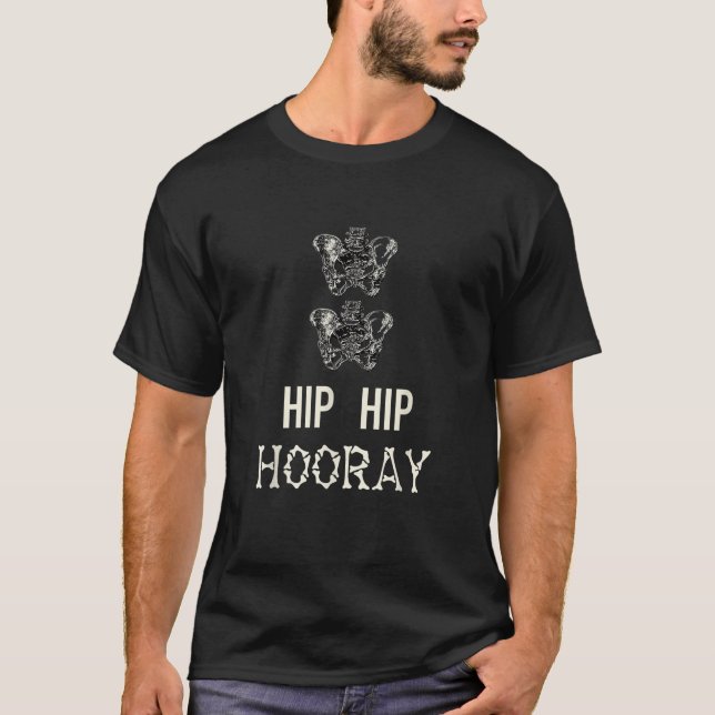 Hip Hip Hooray Funny Bone Pun Skeleton Pappa Joke  T Shirt (Framsida)