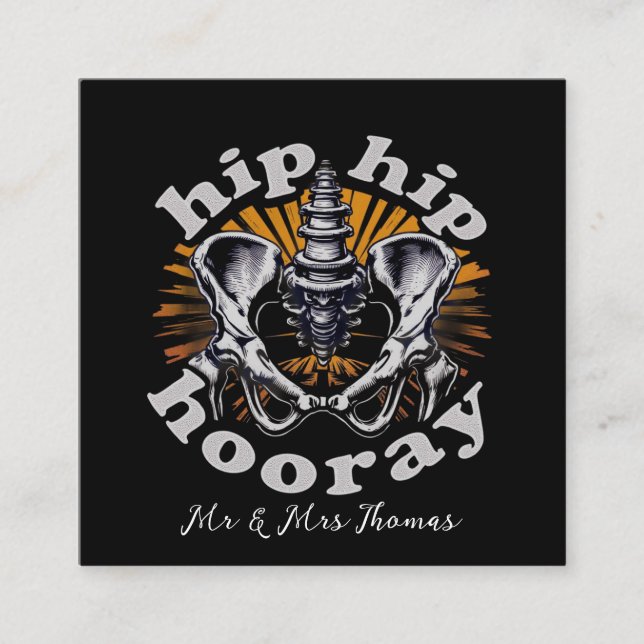 Hip Hip Hooray Funny Hip Replacement kirurgi Fyrkantigt Visitkort (Framsida)