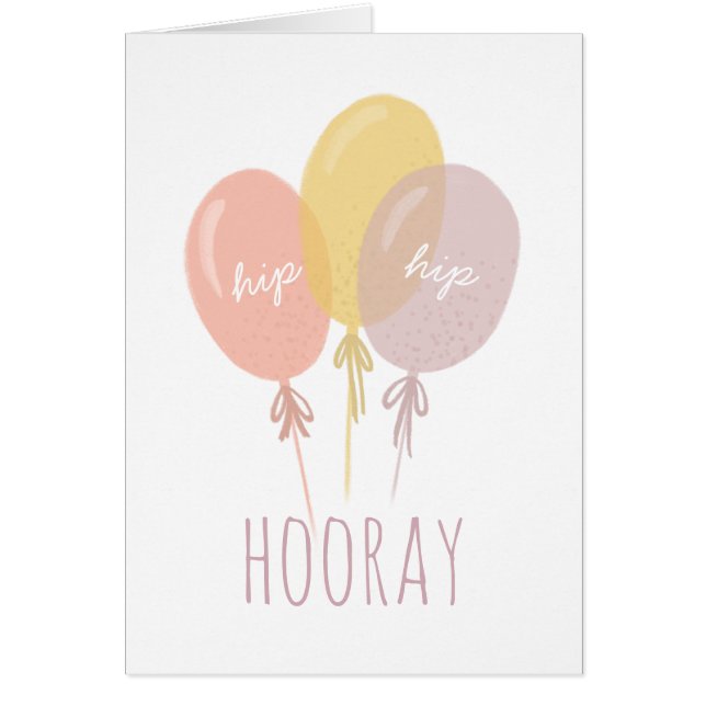 Hip Hip Hooray, Grattis på födelsedagen. Cute-ball Hälsningskort (Framsidan)