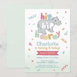 Hip Hip Hooray! Inbjudan till hippo-födelsedagsdag