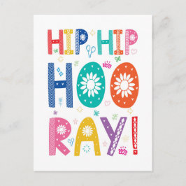 Hip Hip Hurra Grattis med dekorativ typsnitt Vykort