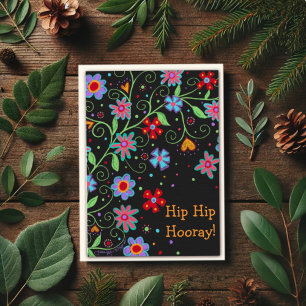 Hip Hip Hurra Kul Blommig Kort