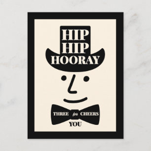 Hip Hip Hurra Tre Hurra för Dig Typografi Vykort