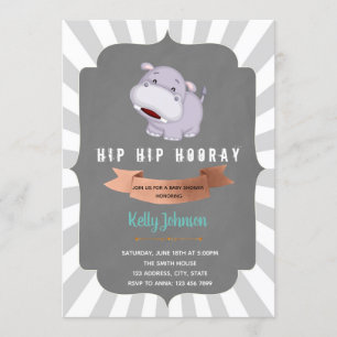 Hip hippo hooray baby dusch inbjudan