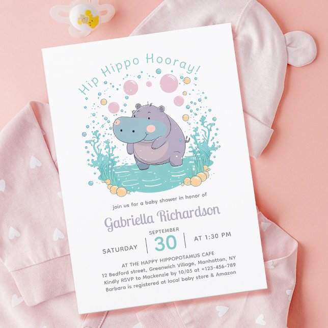Hip Hippo Hooray Gender Neutral Baby Shower Inbjudningar (Hip Hippo Hooray Gender Neutral Baby Shower)