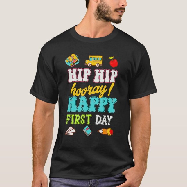 Hip Hooray Lycklig Första dagen-skolan T Shirt (Framsida)