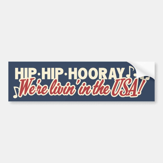 Hip Hooray Vi lever i USA! Patriotic Bildekal (Framsidan)