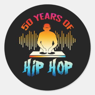 Hip hop 50-årsdagen 50 år DJ Turntable 197 Runt Klistermärke
