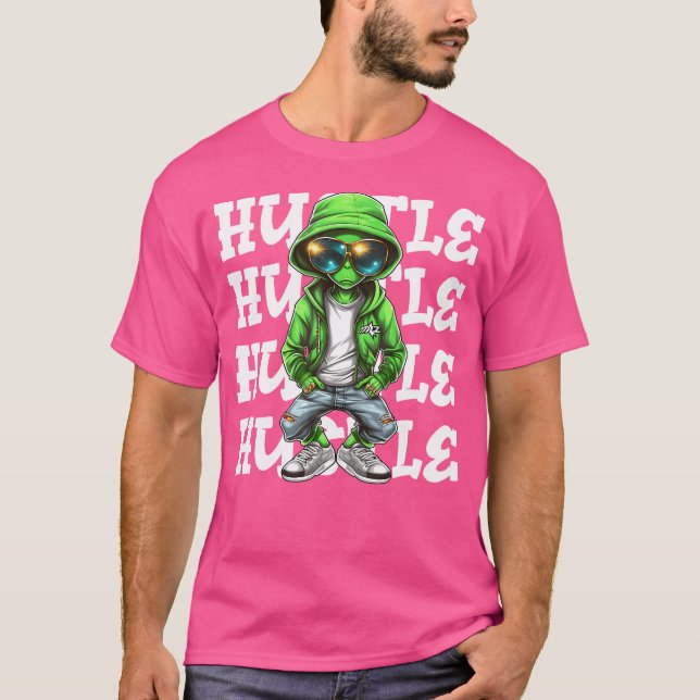 Hip hop Alien Hustle Money Urban Ufo Alien Streetw T Shirt (Framsida)